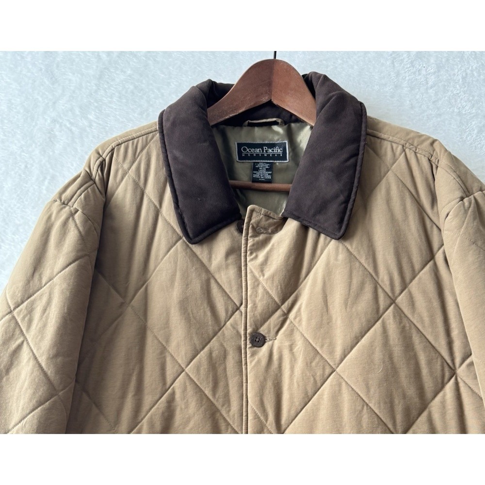 Ocean Pacific Tan Suede Collar Quilted Barn Coat Pockets Lined Size XXL‎ - Picture 3 of 15